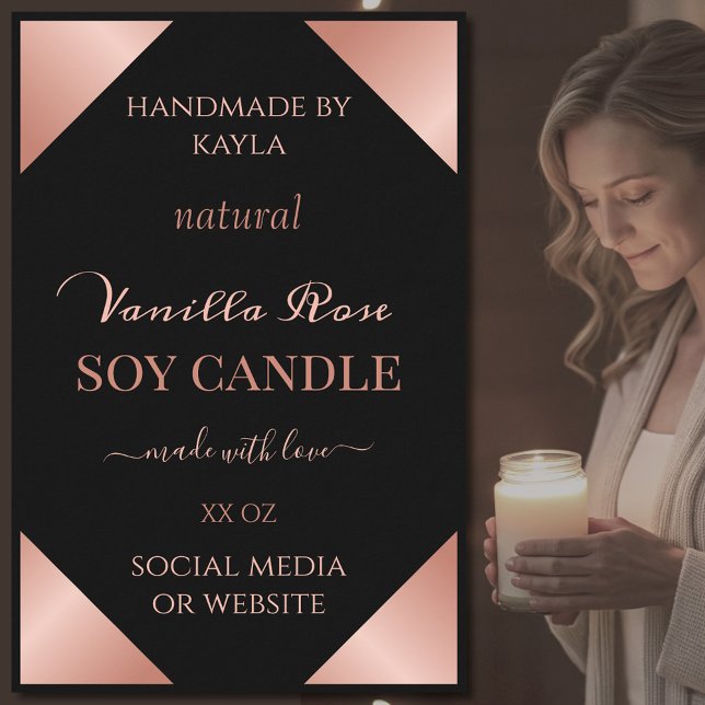 Glam Rose Gold & Black Product Packaging Labels (Creator Uploaded)