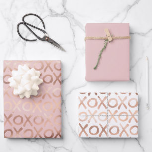 Glam Rose Gold Blush XOXO Wrapping Paper Sheet