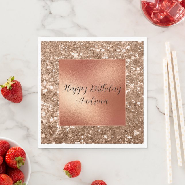 Glam Rose Gold Chunky Glitter Napkin (Insitu)