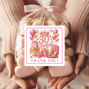 Glam Rose Gold Confetti 30th Birthday Stickers