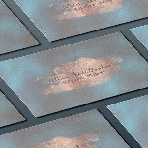 Glam Rose Gold Copper Foil Navy Personal Stylist Business Card