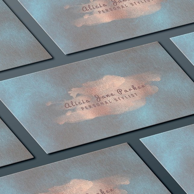 Glam Rose Gold Copper Foil Navy | Personal Stylist Business Card (Creator Uploaded)