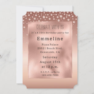 Glam Rose Gold Diamonds Invitation