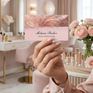Glam Rose Gold Glitter Abstract Metallic Business Card