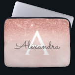 Glam Rose Gold Glitter and Sparkle Monogram Laptop Sleeve<br><div class="desc">Glam Rose Gold Ombre Faux Glitter and Sparkle Modern and Elegant Monogram Case. This case can be customised to include your initial and first name.</div>
