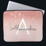 Glam Rose Gold Glitter and Sparkle Monogram Laptop Sleeve<br><div class="desc">Glam Rose Gold Ombre Faux Glitter and Sparkle Modern and Elegant Monogram Case. This case can be customised to include your initial and first name.</div>