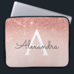 Glam Rose Gold Glitter and Sparkle Monogram Laptop Sleeve<br><div class="desc">Glam Rose Gold Ombre Faux Glitter and Sparkle Modern and Elegant Monogram Case. This case can be customised to include your initial and first name.</div>