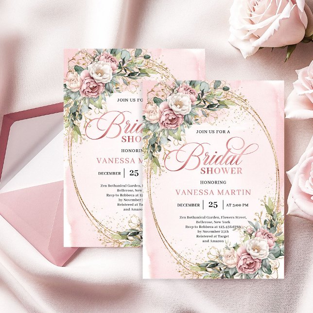 Glam Rose Gold Glitter Bridal Shower Invitation (Glam Rose Gold Glitter Bridal Shower Invitation)