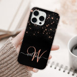 Glam Rose Gold Glitter Diamond Elegant Monogram iPhone 15 Pro Max Case<br><div class="desc">Create your own personalised black and rose gold diamond sparkle phone case with your custom monogram and name.</div>