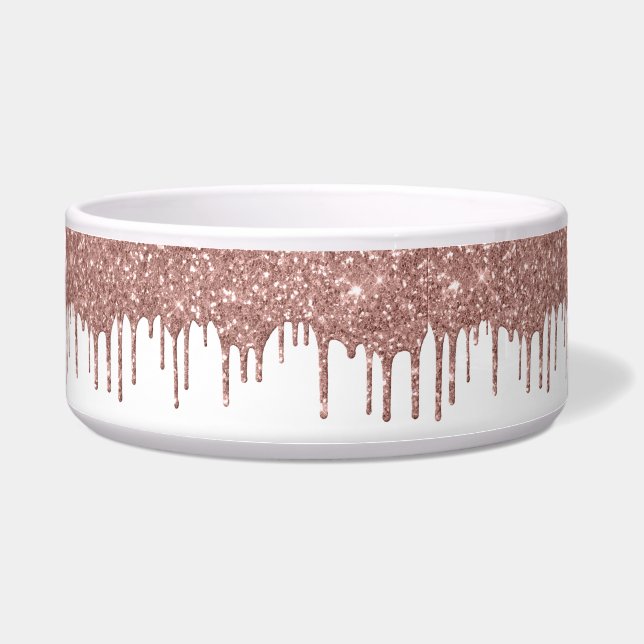 Glam Rose Gold Glitter Drips Chic Pet Dog (Front)