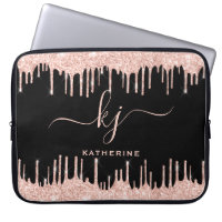 Glam Rose Gold Glitter Drips Monogrammed
