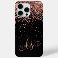 Glam Rose Gold Glitter Elegant Monogram