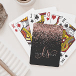 Glam Rose Gold Glitter Elegant Monogram Playing Cards<br><div class="desc">Glam Rose Gold Glitter Elegant Monogram Playing Cards. Easily personalise this trendy chic playing card design featuring elegant rose gold sparkling glitter on a black background. The design features your handwritten script monogram with pretty swirls and your name.</div>
