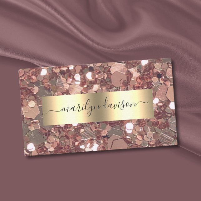 Glam Rose Gold Glitter Foil Business Card (Creator Uploaded)