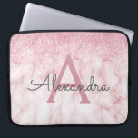 Glam Rose Gold Glitter Marble Sparkle Monogram Laptop Sleeve<br><div class="desc">Glam Rose Gold Ombre Faux Glitter and Sparkle Marble Stone Modern and Elegant Monogram Case. This case can be customised to include your initial and first name.</div>
