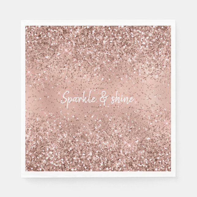Glam Rose Gold Glitter Napkin (Front)