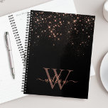 Glam Rose Gold Glitter Sparkling Elegant Monogram Planner<br><div class="desc">Create your own personalised black and rose gold diamond sparkle planner with your custom monogram and name.</div>