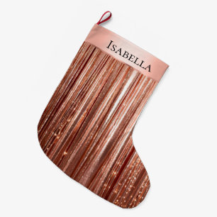 Glam Rose Gold Glitzy Sparkle Name Large Christmas Stocking