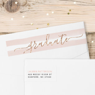 Glam Rose Gold Graduation Return Address Labels