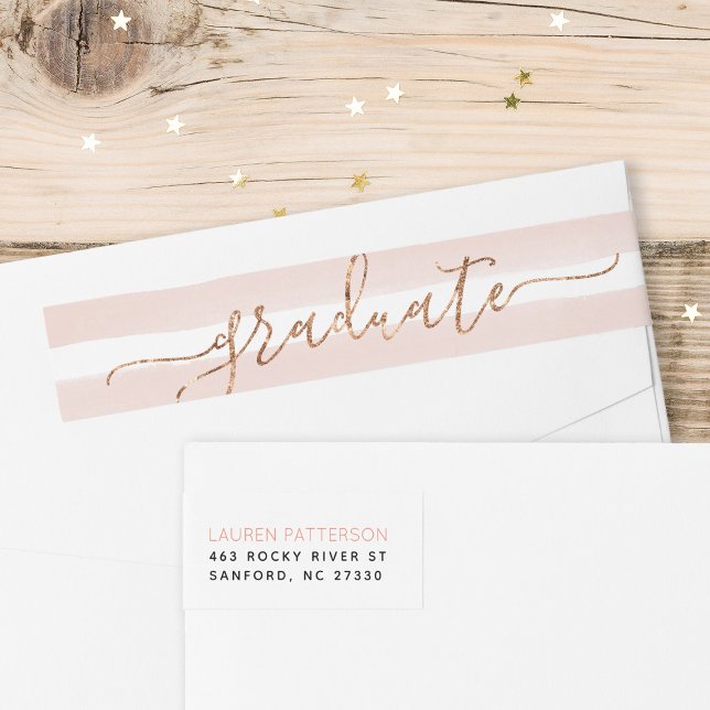 Glam Rose Gold Graduation Return Address Labels (Creator Uploaded)