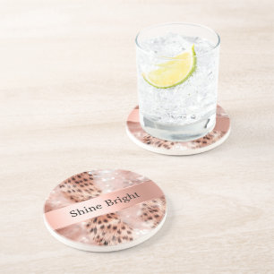 Glam Rose Gold Leopard Coaster