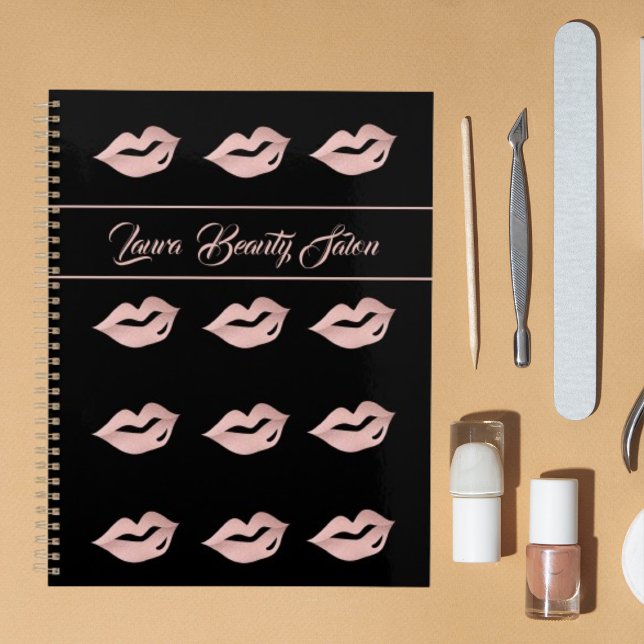 Glam Rose Gold Lips & Black Salon Appointment  Planner (Creator Uploaded)