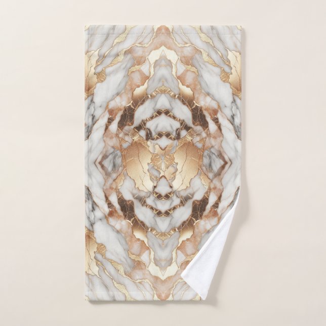 Glam Rose Gold Luxurious Trendy Marble  Bath Towel Set (Hand Towel)