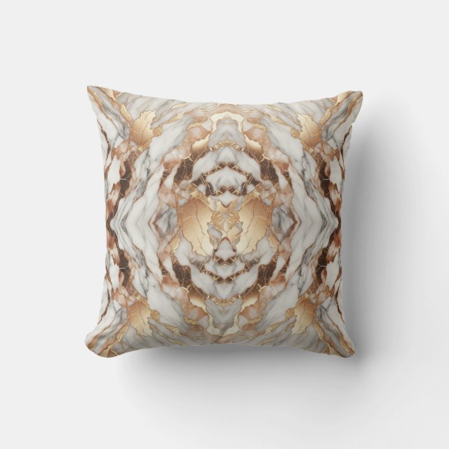 Glam Rose Gold Luxurious Trendy Marble  Cushion (Front)