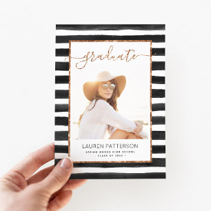 Glam Rose Gold Magnetic Graduation Announcement