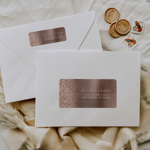 Glam Rose Gold Metallic Wedding Return Address