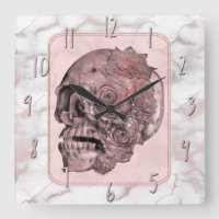 Glam Rose Gold Pink Skull Marble