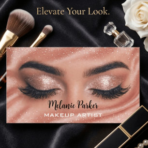 Glam Rose Gold Silk Makeup Artist Business Card