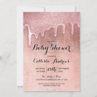 Glam Rose Gold Thick Glitter Drips Baby Shower