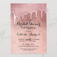 Glam Rose Gold Thick Glitter Drips Bridal Shower