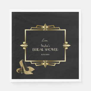 Glam Royal Gold Black Art Deco Bridal Shower Napkin