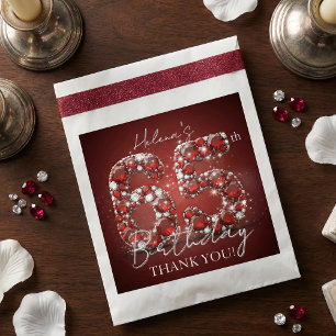 Glam Ruby Red Diamonds Elegant 65th Birthday Party Favour Bags