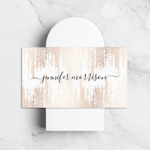 Glam Script Rose Gold Confetti Rain Business Card