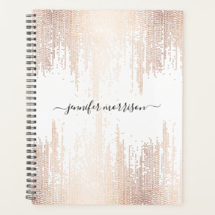 Glam Script Rose Gold Confetti Rain Planner