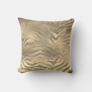 Glam Sepia Gold Animal Zebra Skin Safari Lux Cushion