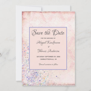 Glam Shabby Chic Pink White Purple Sparkles Invitation