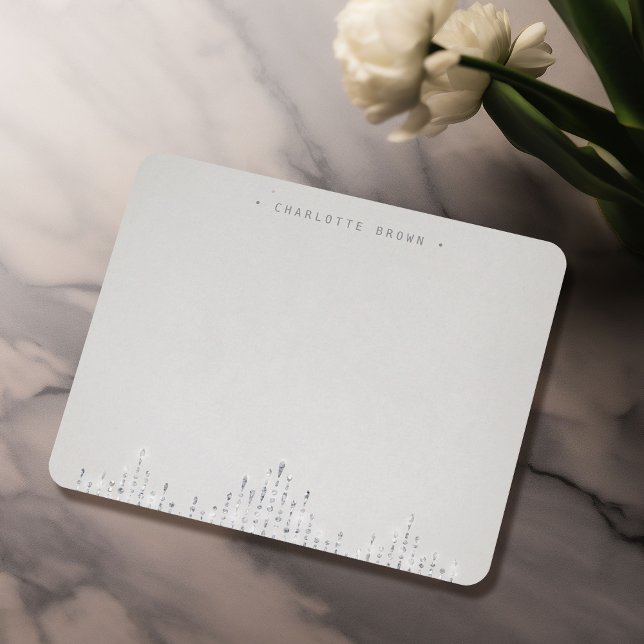 Glam silver deco vintage personalised stationery card (Glam silver deco vintage personalized stationery note card)