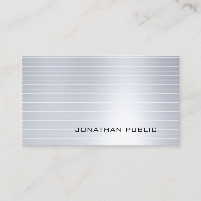 Glam Silver Elegant Modern Cool Professional Plain Business Card (Front)