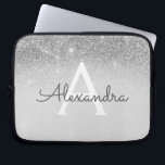 Glam Silver Glitter and Sparkle Chic Monogrammed Laptop Sleeve<br><div class="desc">Silver Ombre Faux Glitter and Sparkle Modern and Elegant Monogram Case. This case can be customised to include your initial and first name.</div>