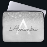 Glam Silver Glitter and Sparkle Chic Monogrammed Laptop Sleeve<br><div class="desc">Silver Ombre Faux Glitter and Sparkle Modern and Elegant Monogram Case. This case can be customised to include your initial and first name.</div>