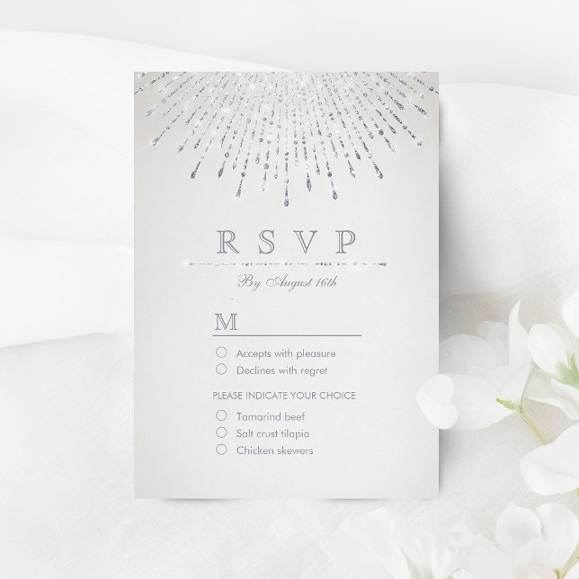 Glam silver glitter deco vintage wedding RSVP (Glam silver glitter deco vintage wedding RSVP)