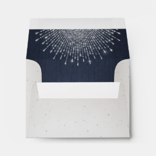 Glam silver glitter deco vintage wedding RSVP Envelope