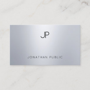 Glam Silver Look Elegant Modern Monogram Trendy Business Card