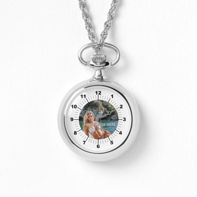 GLAM! 💎 Silver Necklace Watch Bling (Front)