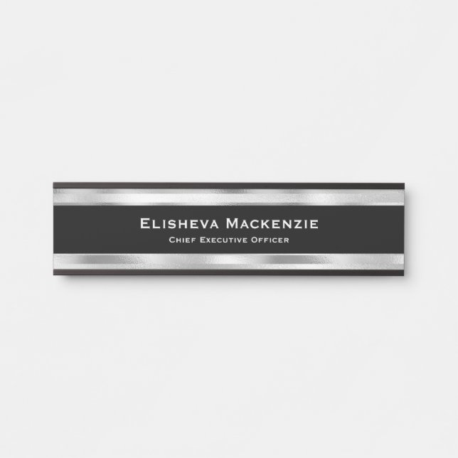 Glam Silver Professional Office Door Sign Signs (Front)