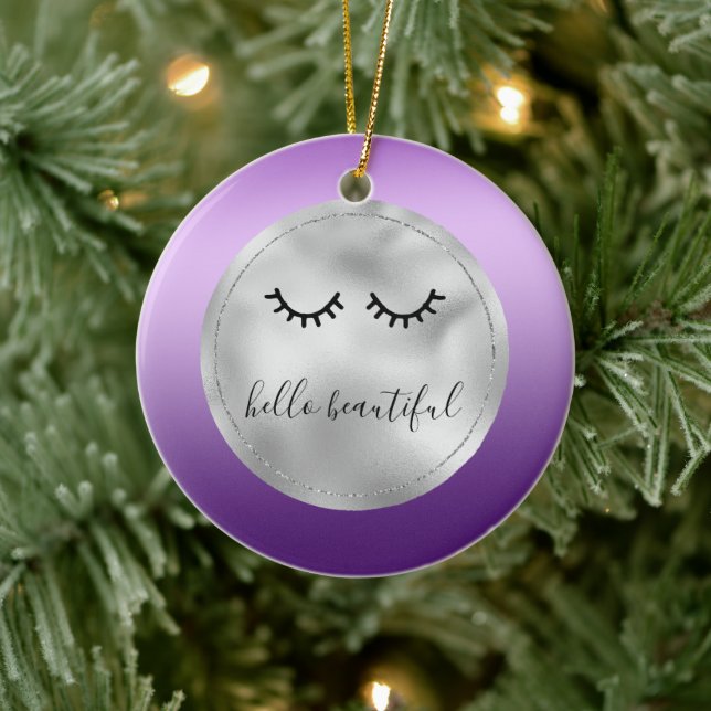 Glam Silver Purple Black Eyelashes Ceramic Tree Decoration (Tree)